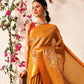 Hiral Fashion Mustard Kanjeevaram Banarasi Silk Ikkat Woven Design Saree | Swadesiicart