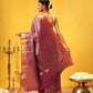 Hiral Fashion Pink Kanjeevaram Banarasi Silk Ikkat Woven Design Saree | Swadesiicart