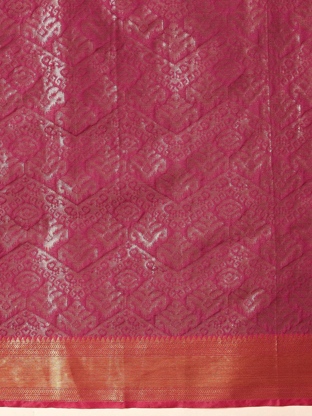 Hiral Fashion Pink Kanjeevaram Banarasi Silk Ikkat Woven Design Saree | Swadesiicart