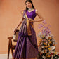 Hiral Fashion Purple Kanjeevaram Banarasi Silk Ikkat Woven Design Saree | Swadesiicart