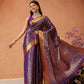 Hiral Fashion Purple Kanjeevaram Banarasi Silk Ikkat Woven Design Saree | Swadesiicart