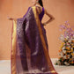 Hiral Fashion Purple Kanjeevaram Banarasi Silk Ikkat Woven Design Saree | Swadesiicart