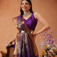 Hiral Fashion Purple Kanjeevaram Banarasi Silk Ikkat Woven Design Saree | Swadesiicart