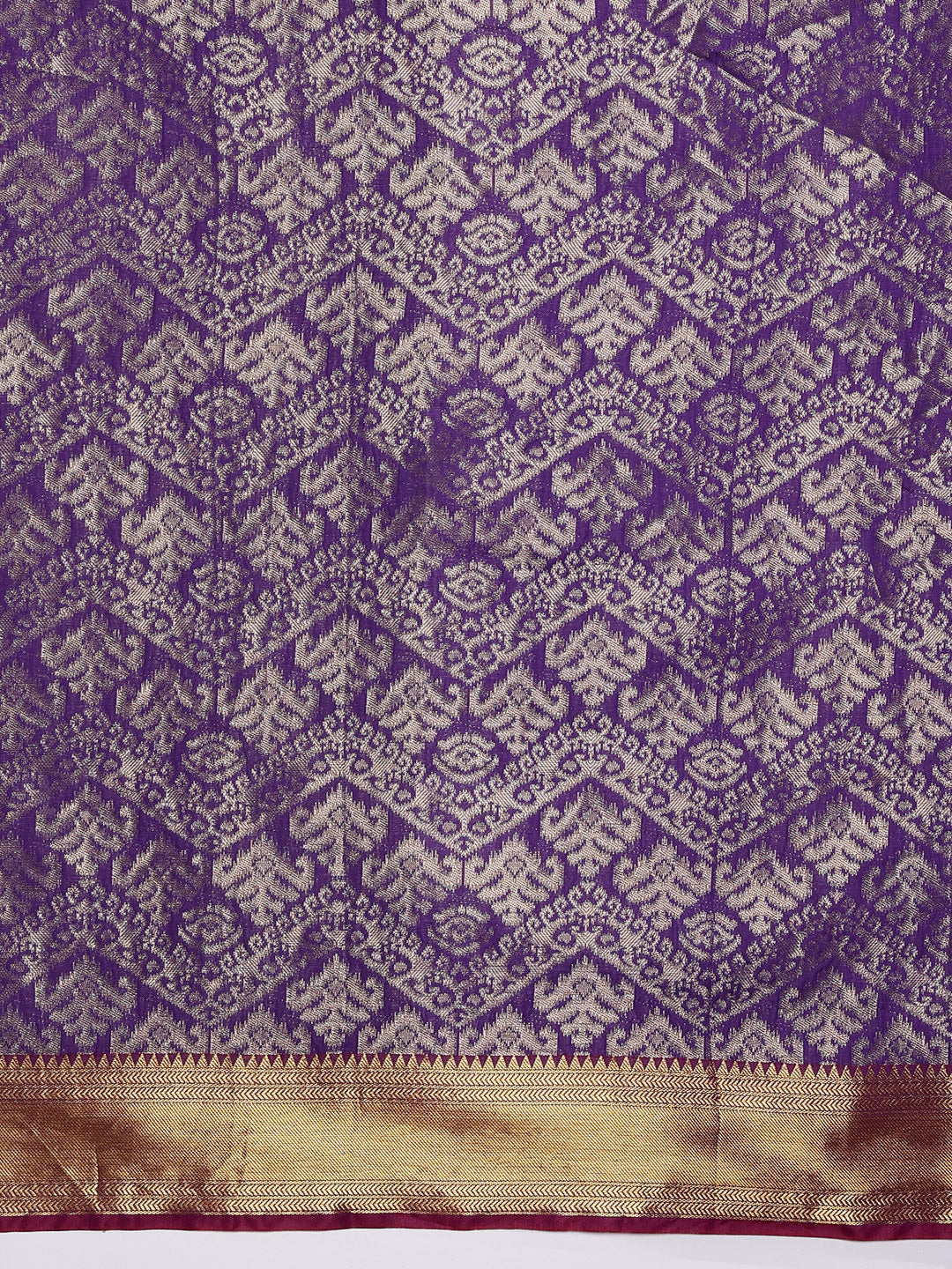 Hiral Fashion Purple Kanjeevaram Banarasi Silk Ikkat Woven Design Saree | Swadesiicart