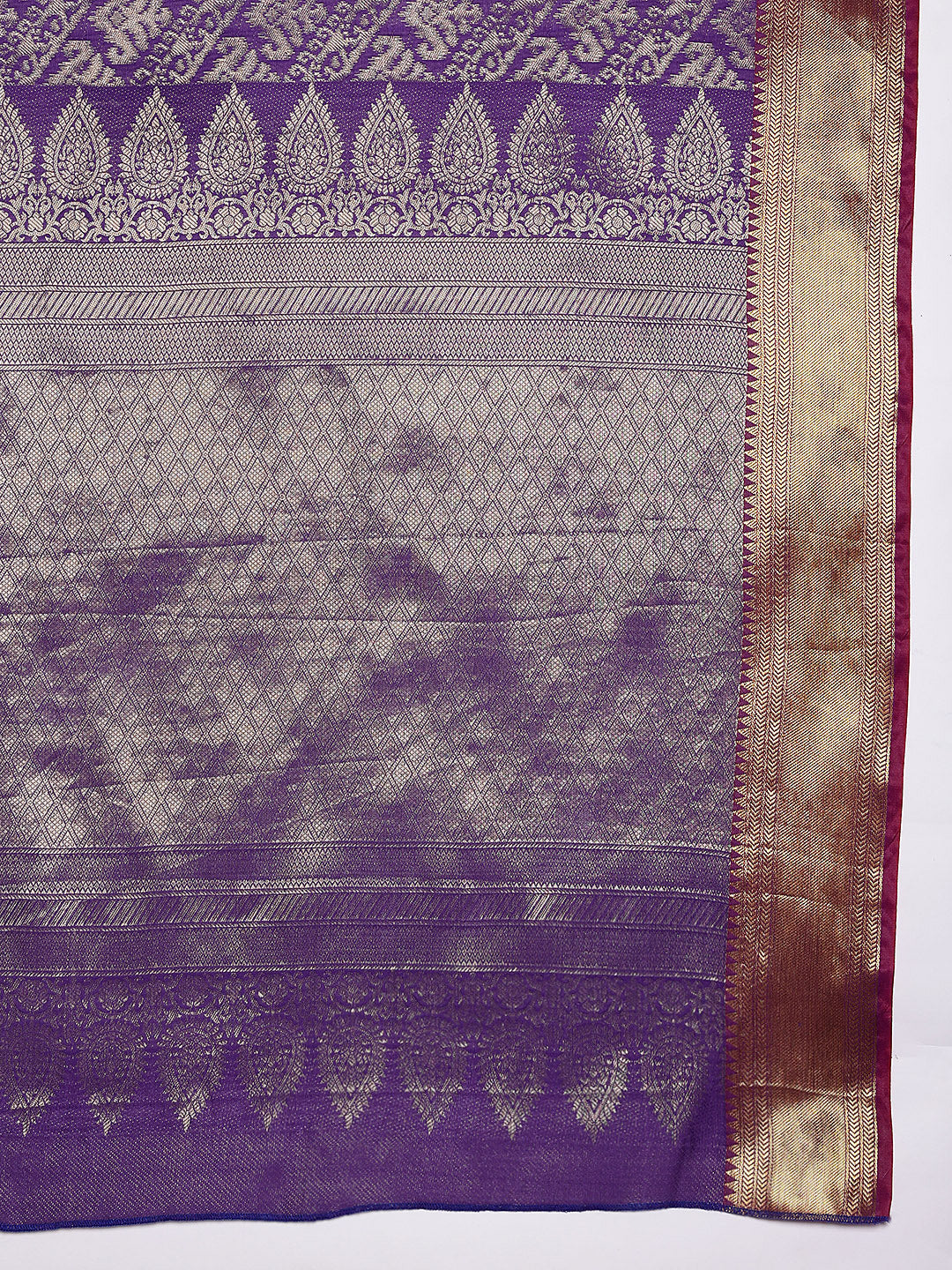 Hiral Fashion Purple Kanjeevaram Banarasi Silk Ikkat Woven Design Saree | Swadesiicart