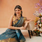Hiral Fashion Teal Kanjeevaram Banarasi Silk Ikkat Woven Design Saree | Swadesiicart