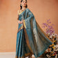 Hiral Fashion Teal Kanjeevaram Banarasi Silk Ikkat Woven Design Saree | Swadesiicart