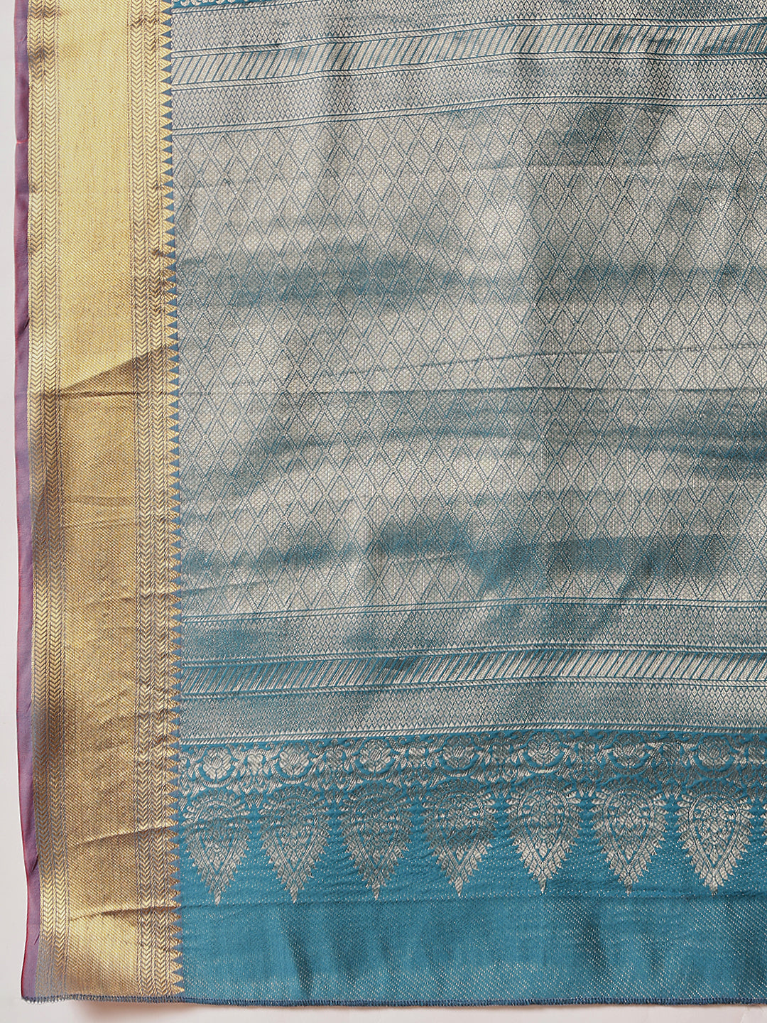 Hiral Fashion Teal Kanjeevaram Banarasi Silk Ikkat Woven Design Saree | Swadesiicart