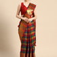 Multicolor Kanjeevaram Silk ColorBlock Checked Saree with Unstitched Blouse - Hiral Fashion | Swadesiicart