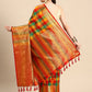 Multicolor Kanjeevaram Silk ColorBlock Checked Saree with Unstitched Blouse - Hiral Fashion | Swadesiicart