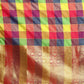 Multicolor Kanjeevaram Silk ColorBlock Checked Saree with Unstitched Blouse - Hiral Fashion | Swadesiicart
