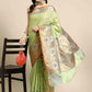 Green Tissue Silk Woven Zari Design Geomatric Saree with Unstitched Blouse - Hiral Fashion | Swadesiicart