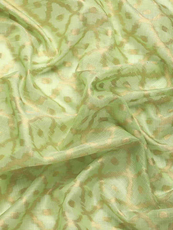 Green Tissue Silk Woven Zari Design Geomatric Saree with Unstitched Blouse - Hiral Fashion | Swadesiicart