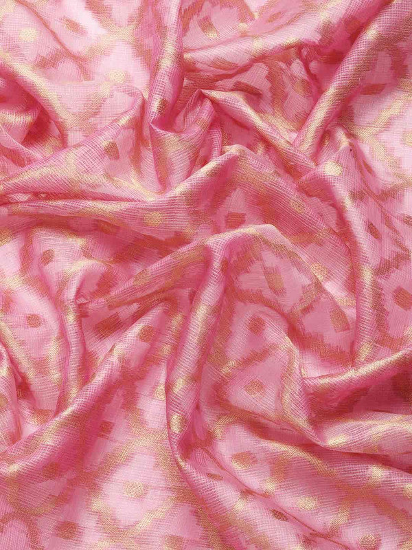 Pink Tissue Silk Woven Zari Design Geomatric Saree with Unstitched Blouse - Hiral Fashion | Swadesiicart