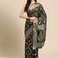 Green Organza Silk Woven Zari Design Floral Saree with Unstitched Blouse - Hiral Fashion | Swadesiicart