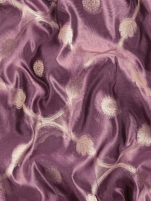 Light Pink Organza Silk Woven Zari Design Floral Saree with Unstitched Blouse - Hiral Fashion | Swadesiicart