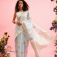 Blue Linen Woven Thread Floral Saree with Unstitched Blouse - Hiral Fashion | Swadesiicart