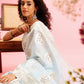 Blue Linen Woven Thread Floral Saree with Unstitched Blouse - Hiral Fashion | Swadesiicart
