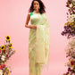 Green Linen Woven Thread Floral Saree with Unstitched Blouse - Hiral Fashion | Swadesiicart