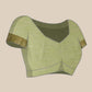 Green Linen Woven Thread Floral Saree with Unstitched Blouse - Hiral Fashion | Swadesiicart