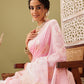 Light Pink Linen Woven Thread Floral Saree with Unstitched Blouse - Hiral Fashion | Swadesiicart