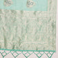 Turquoise Linen Woven Thread Floral Saree with Unstitched Blouse - Hiral Fashion | Swadesiicart
