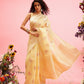 Yellow Linen Woven Thread Floral Saree with Unstitched Blouse - Hiral Fashion | Swadesiicart