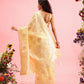 Yellow Linen Woven Thread Floral Saree with Unstitched Blouse - Hiral Fashion | Swadesiicart