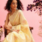 Yellow Linen Woven Thread Floral Saree with Unstitched Blouse - Hiral Fashion | Swadesiicart
