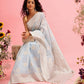 Blue Linen Woven Thread Floral Saree with Unstitched Blouse - Hiral Fashion | Swadesiicart
