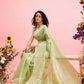 Green Linen Woven Thread Floral Saree with Unstitched Blouse - Hiral Fashion | Swadesiicart