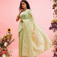 Green Linen Woven Thread Floral Saree with Unstitched Blouse - Hiral Fashion | Swadesiicart