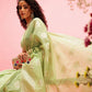 Green Linen Woven Thread Floral Saree with Unstitched Blouse - Hiral Fashion | Swadesiicart