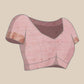 Light Pink Linen Woven Thread Floral Saree with Unstitched Blouse - Hiral Fashion | Swadesiicart