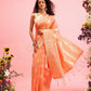 Peach Linen Woven Thread Floral Saree with Unstitched Blouse - Hiral Fashion | Swadesiicart