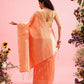 Peach Linen Woven Thread Floral Saree with Unstitched Blouse - Hiral Fashion | Swadesiicart