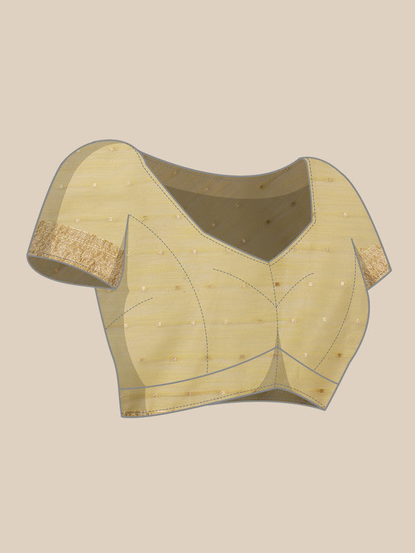 Yellow Linen Woven Thread Floral Saree with Unstitched Blouse - Hiral Fashion | Swadesiicart