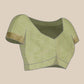 Green Linen Woven Thread Geomatric Saree with Unstitched Blouse - Hiral Fashion | Swadesiicart