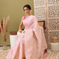 Light Pink Linen Woven Thread Geomatric Saree with Unstitched Blouse - Hiral Fashion | Swadesiicart