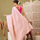 Light Pink Linen Woven Thread Geomatric Saree with Unstitched Blouse - Hiral Fashion | Swadesiicart