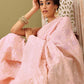 Light Pink Linen Woven Thread Geomatric Saree with Unstitched Blouse - Hiral Fashion | Swadesiicart