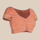 Peach Linen Woven Thread Geomatric Saree with Unstitched Blouse - Hiral Fashion | Swadesiicart