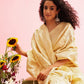 Yellow Linen Woven Thread Geomatric Saree with Unstitched Blouse - Hiral Fashion | Swadesiicart