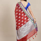 Red Art Silk Woven Zari Design Floral Saree with Unstitched Blouse - Hiral Fashion | Swadesiicart