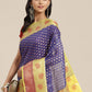 Hiral Fashion Navy Blue Kanjeevaram Art Silk Woven Design Saree | Swadesiicart