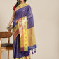 Hiral Fashion Navy Blue Kanjeevaram Art Silk Woven Design Saree | Swadesiicart