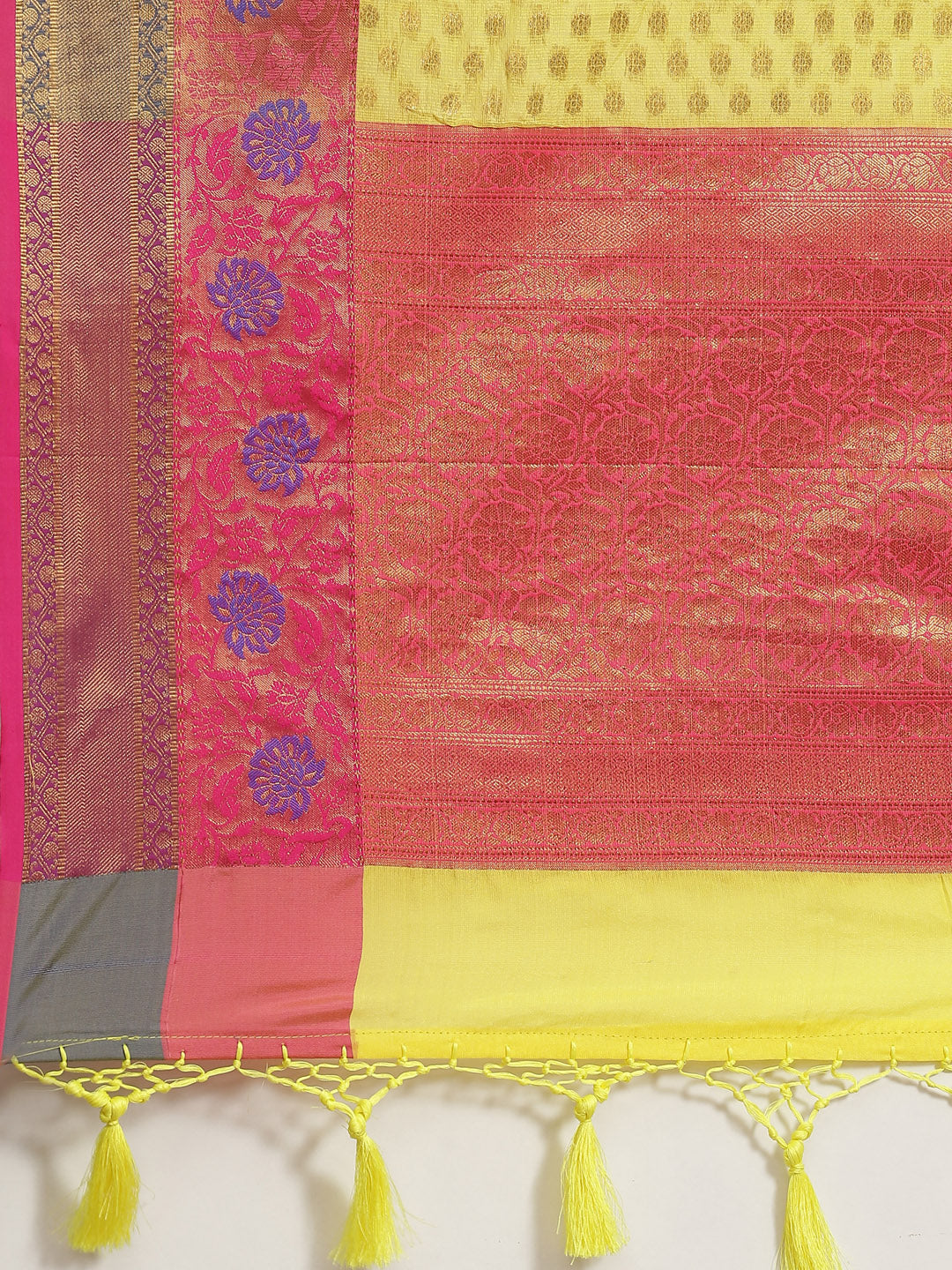 Hiral Fashion Yellow Kanjeevaram Art Silk Woven Design Saree | Swadesiicart