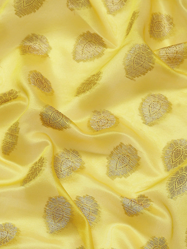Yellow Art Silk Woven Zari Design Ethnic Motifs Saree with Unstitched Blouse - Hiral Fashion | Swadesiicart