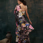Black Polyester Digital Print Floral Saree with Unstitched Blouse - Hiral Fashion | Swadesiicart