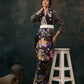 Black Polyester Digital Print Floral Saree with Unstitched Blouse - Hiral Fashion | Swadesiicart